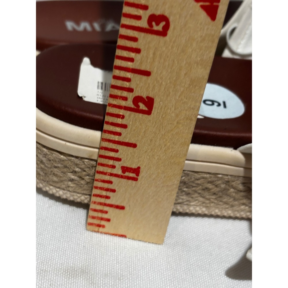 New‎ Mia White Two Strap Espadrille Platform Slide Sandals Tortoise Buckle Sz 9s - Picture 5 of 7